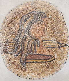 Roman Micro-Mosaic Portrait of a Warrior Woman in Concrete