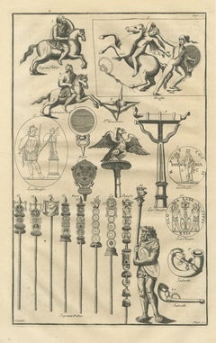 Roman Military Standards, Eagle and War Horns, Montfaucon Engraving, 1722