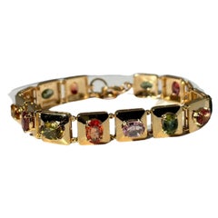BRACCIALE ROMANO MULTI-SAPFIRIO NATURALE ORO GIALLO SOLIDO 14 carati