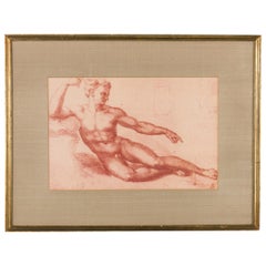 Roman Neo-Classic Style Recumbent Male Nude Print