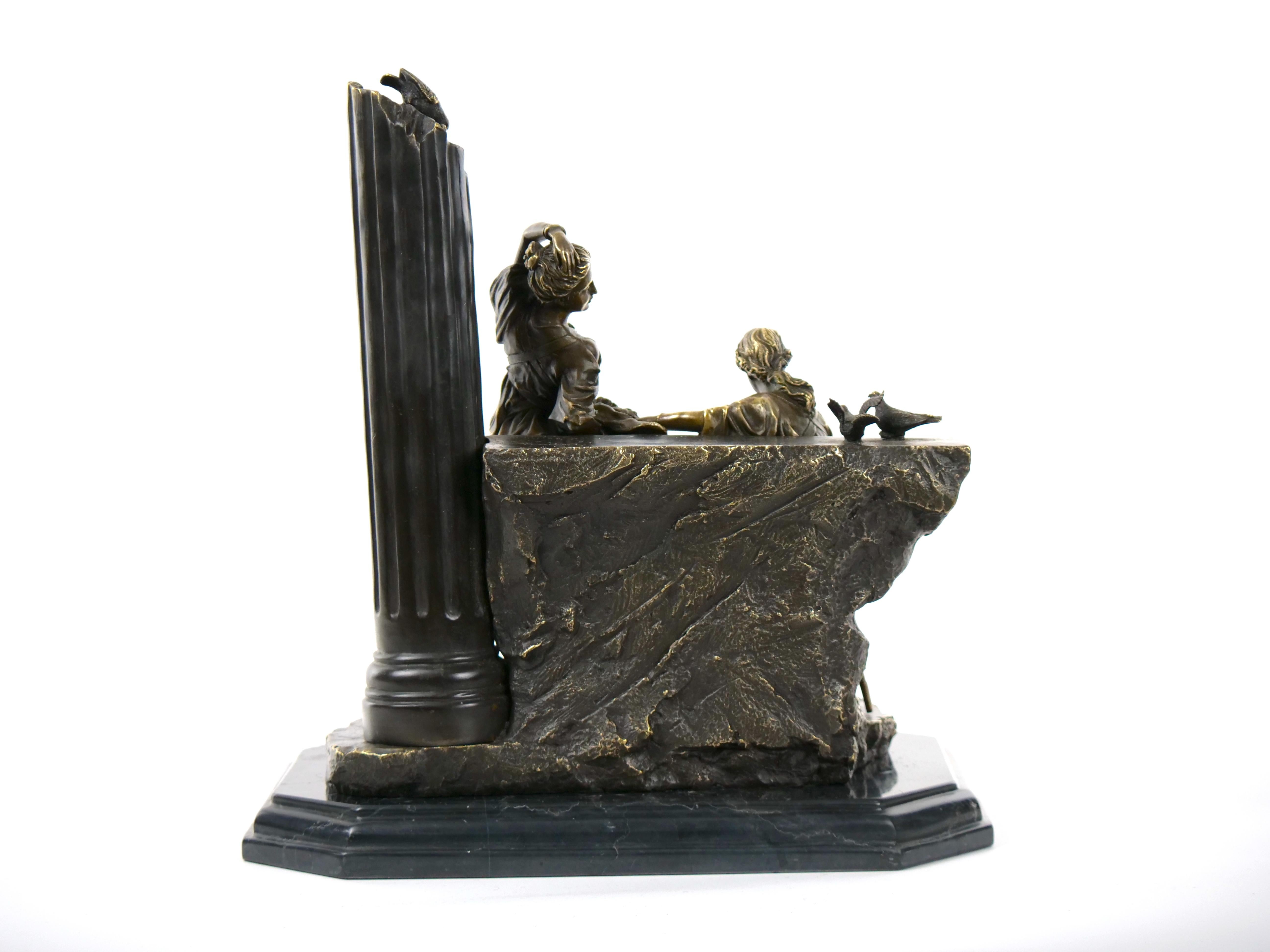 Portuguese Roman Neoclassical Figurative Bronze Sculpture by Miguel Fernando Lopez Aka Milo For Sale