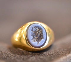 Roman Nicolo Intaglio Portrait of Hercules Ring