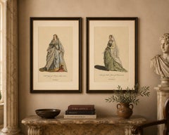 Roman Noblewomen Costume Engravings, Hand-Colored, Rome 1581- Published 1749