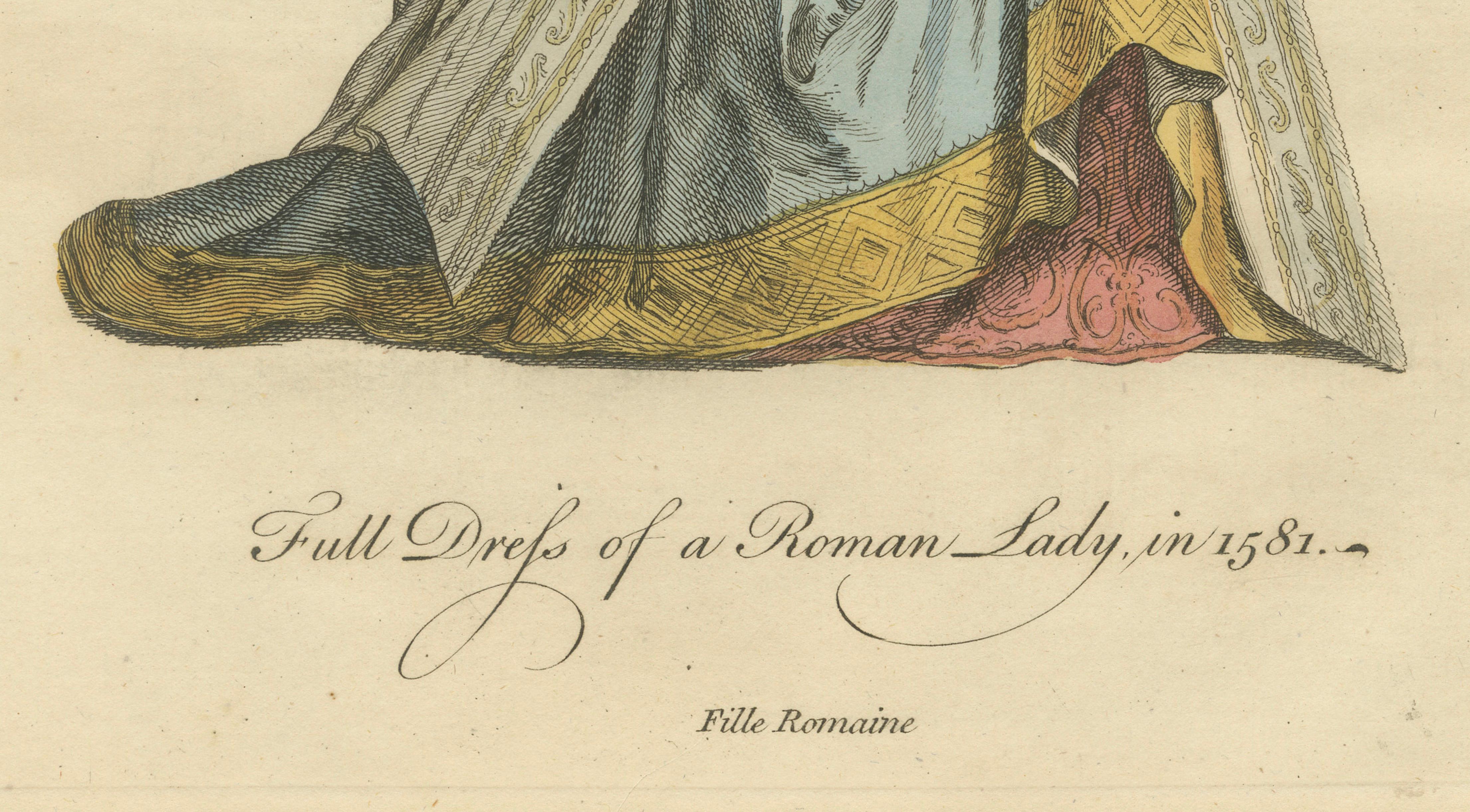 Roman Noblewomen Costume Engravings, Hand-Colored, Rome 1581- Published 1749