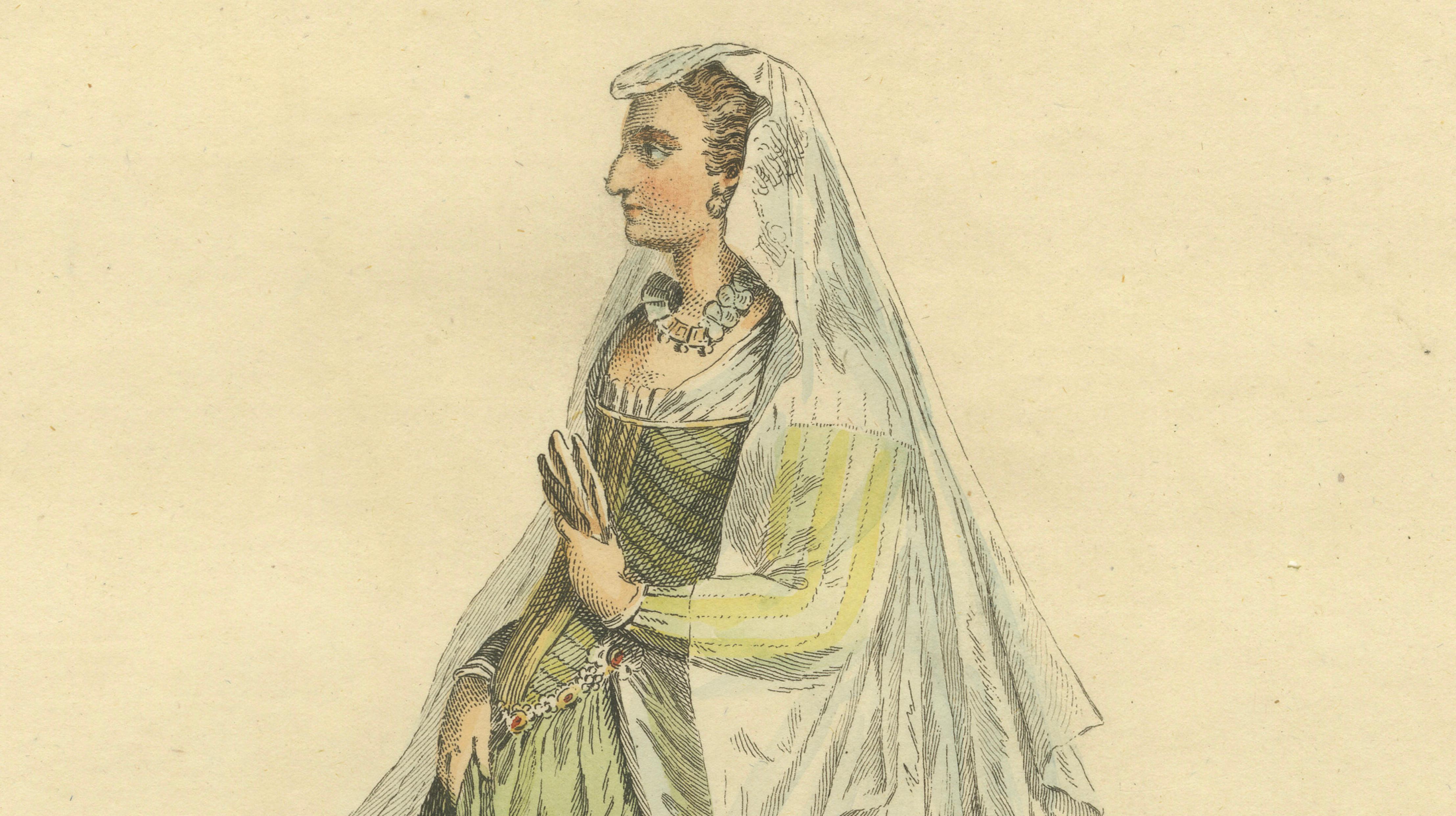 Roman Noblewomen Costume Engravings, Hand-Colored, Rome 1581- Published 1749