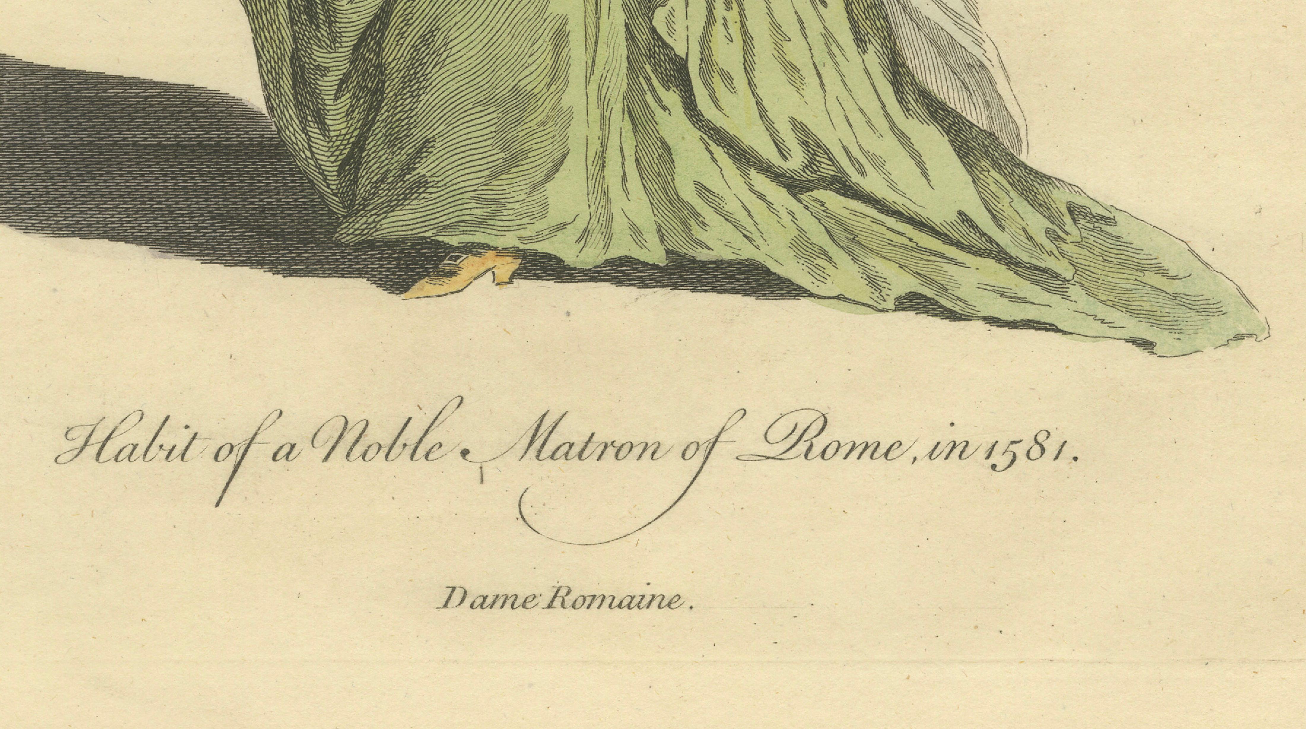 Roman Noblewomen Costume Engravings, Hand-Colored, Rome 1581- Published 1749