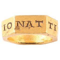 Roman Octagonal Gold Epigraphic Ring Circa 3nd Century A.D