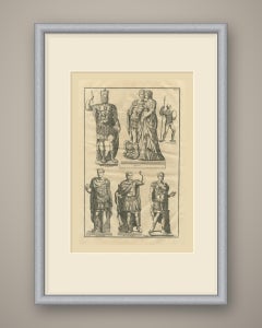 Roman Officers in Cuirass and Cloak, Montfaucon Copper Engraving, 1722