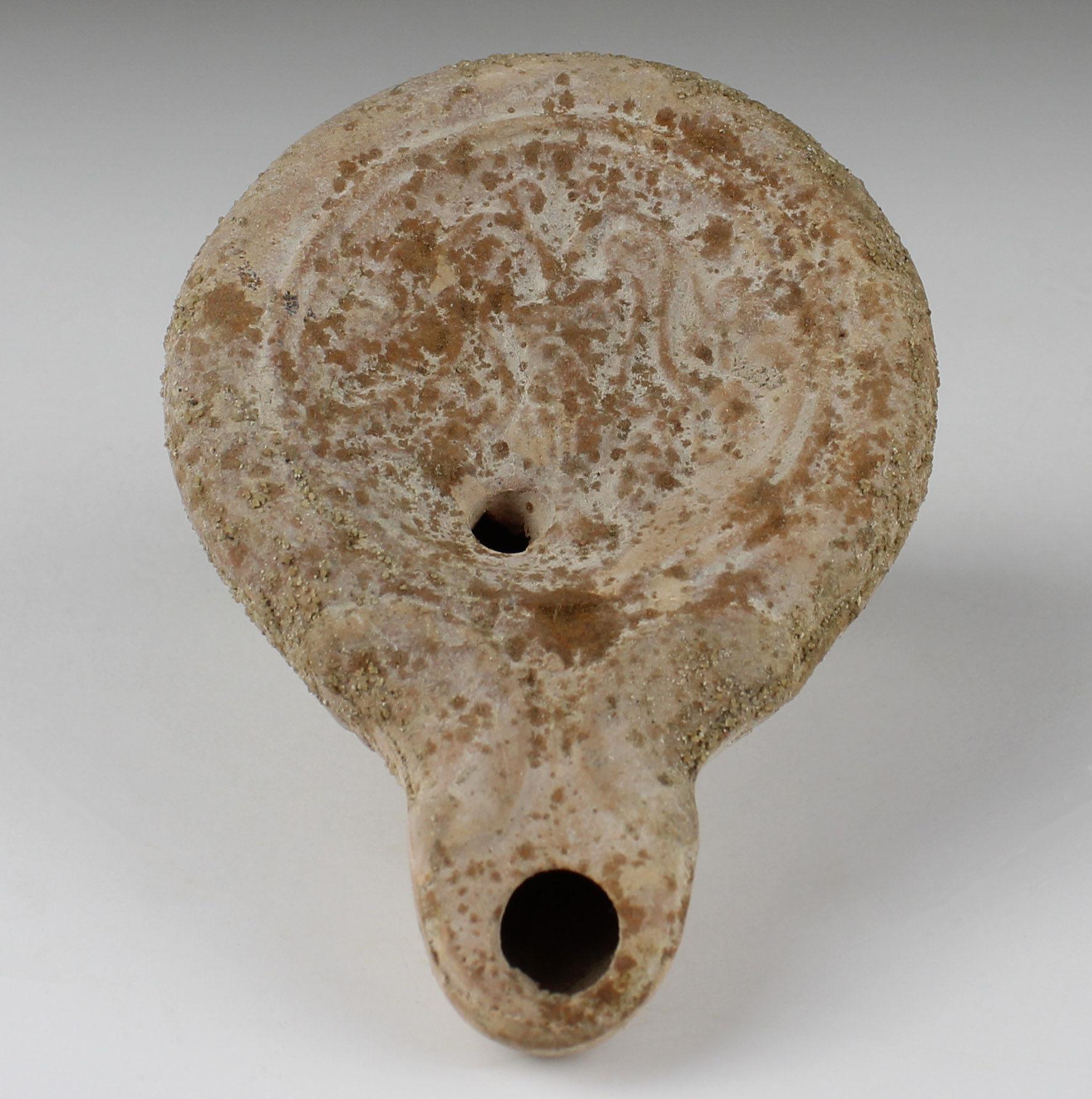 Italian Roman oil lamp with leaves and fruit For Sale