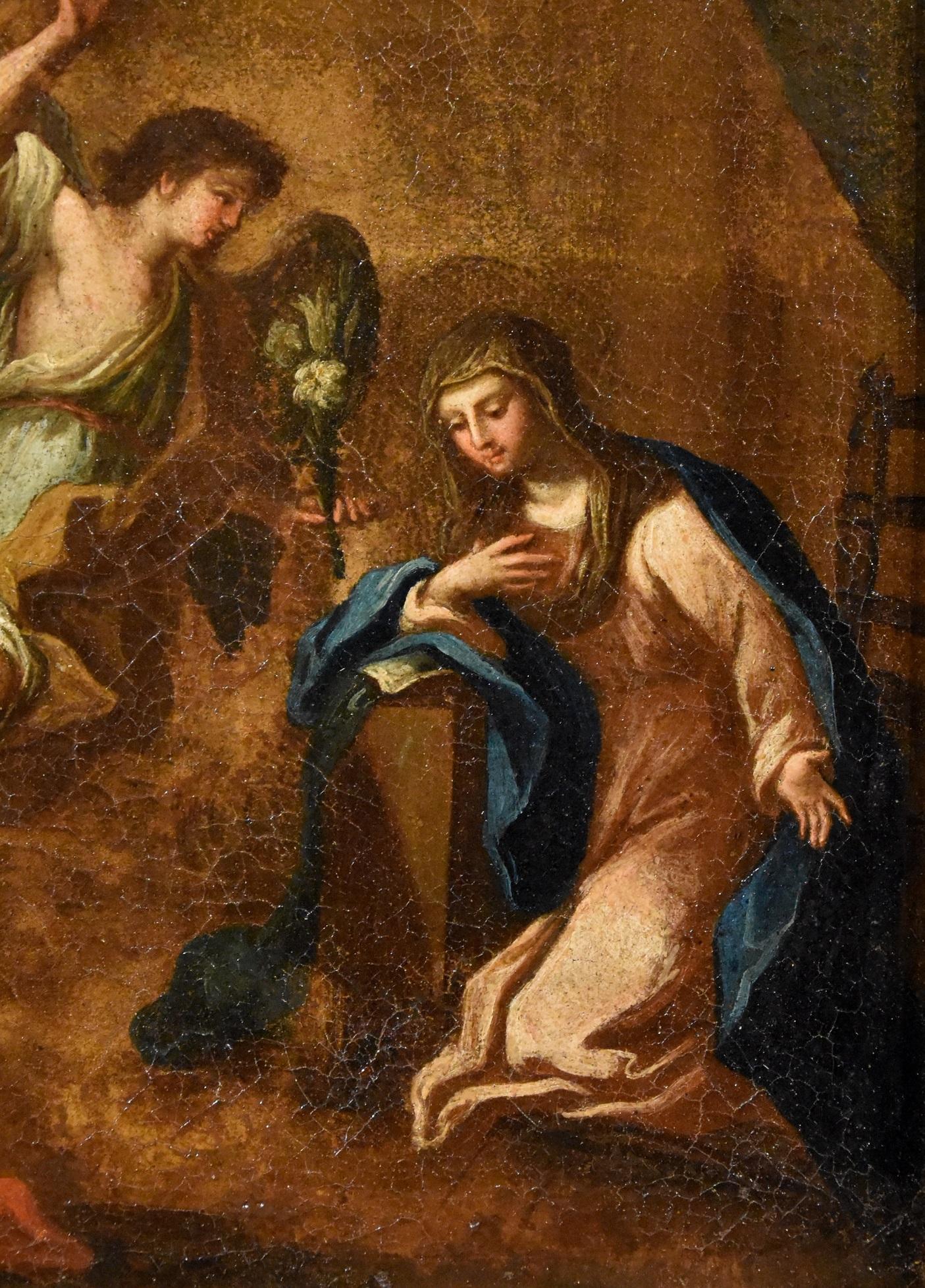 Annunciation 17/18th Century Paint Italian Old master Oil in canvas Religious 1