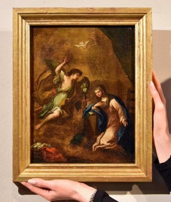 Annunciation 17/18e siècle Peinture de maître italien ancien Huile sur toile religieuse
