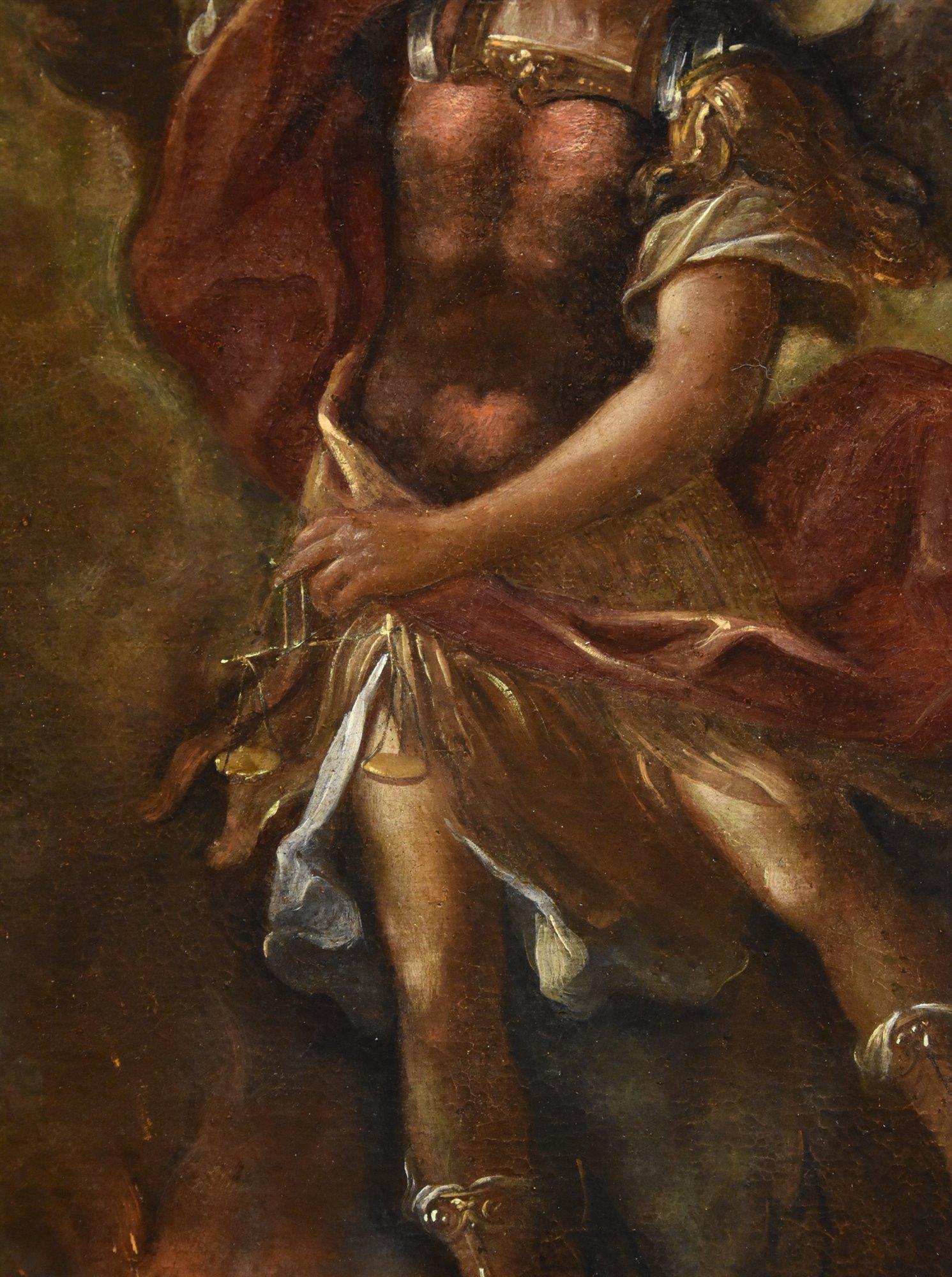 Saint Michael Archangel Roman School 17/18th Century Paint Oil on canvas Italy For Sale 3