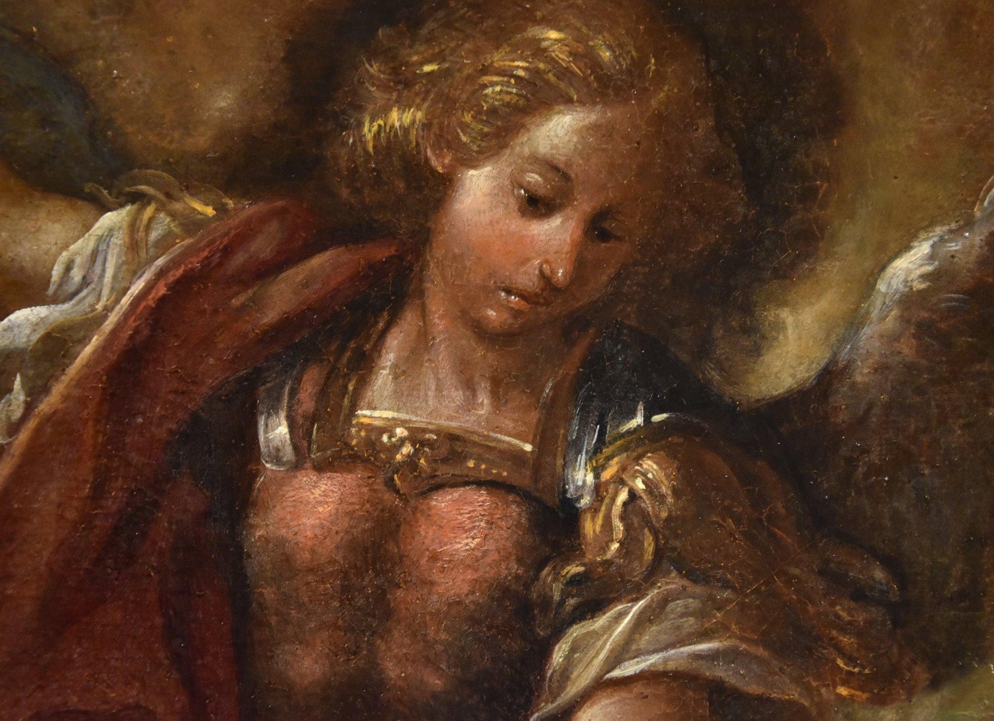 Saint Michael Archangel Roman School 17/18th Century Paint Oil on canvas Italy For Sale 4
