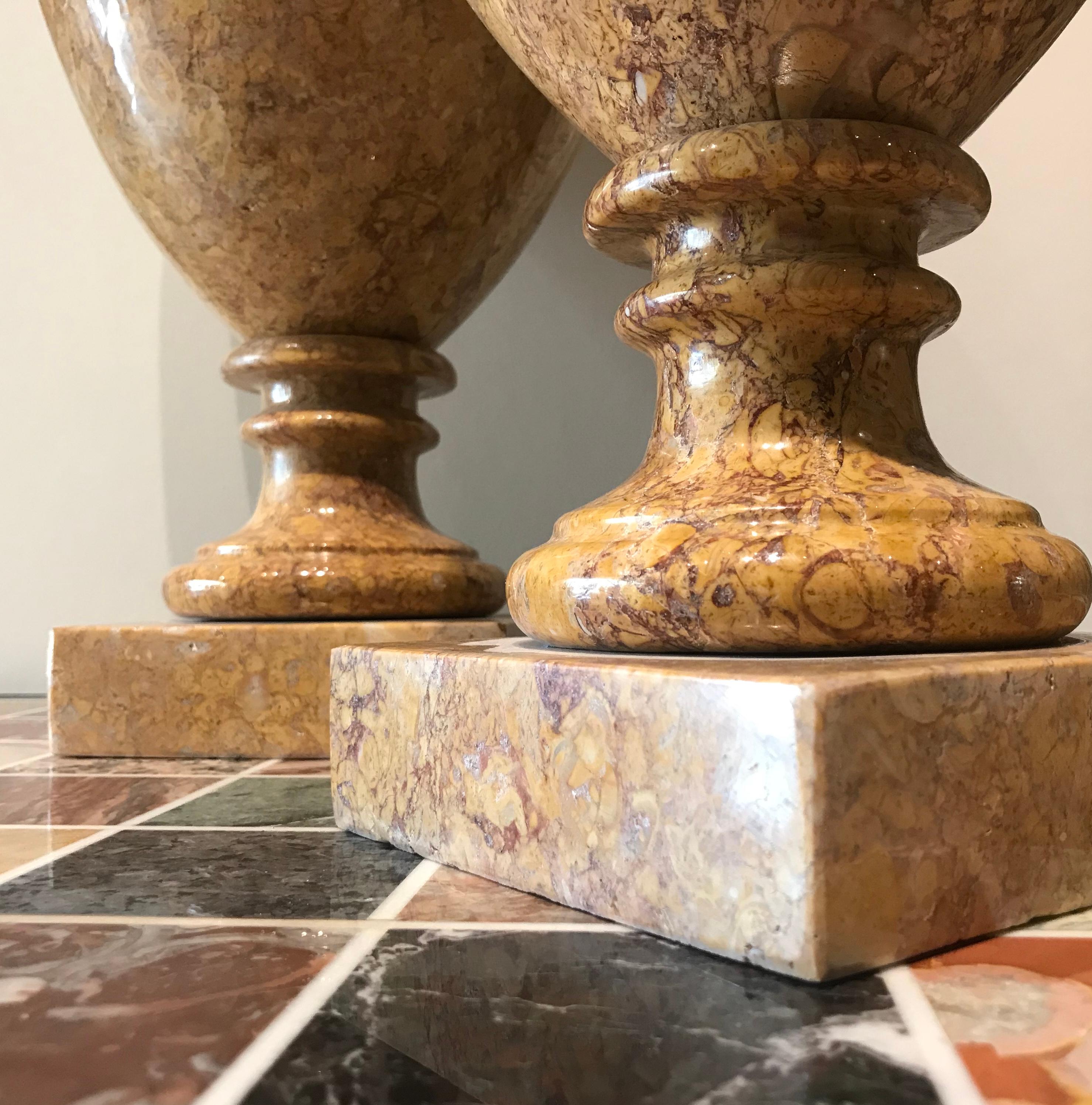 Roman Pair of Italian Vase in Yellow Marble and Red Marble Neoclassical Style For Sale 6