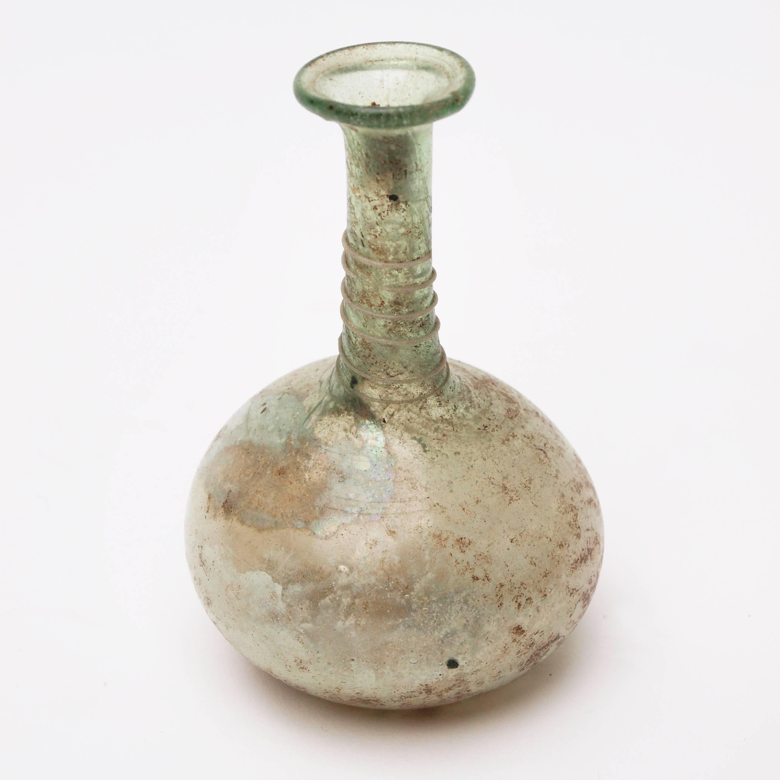 Other Roman Pale White and Green Glass Flask, 2nd-3rd Century