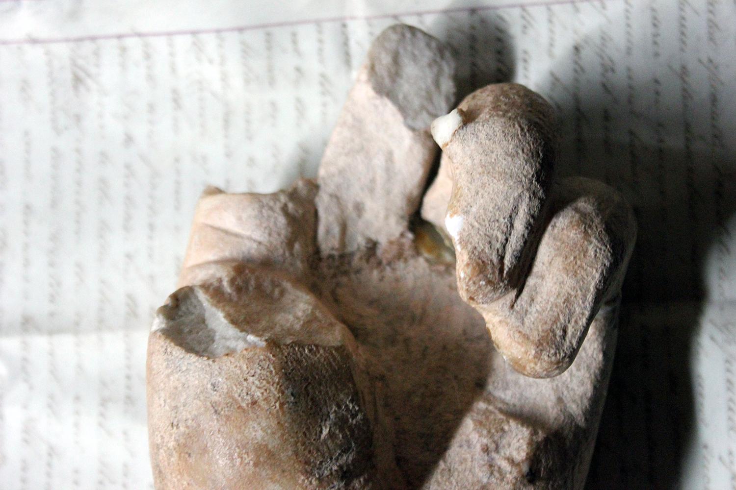 18th Century and Earlier Roman Period Carved Marble Fragment of a Left Hand; circa 150-200 AD