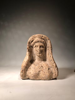 Roman Period, Levantine Travertine Veiled Female Bust
