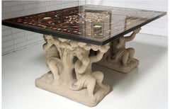 Roman Pietra Dura Inlaid Marble Table Stone Putti Base