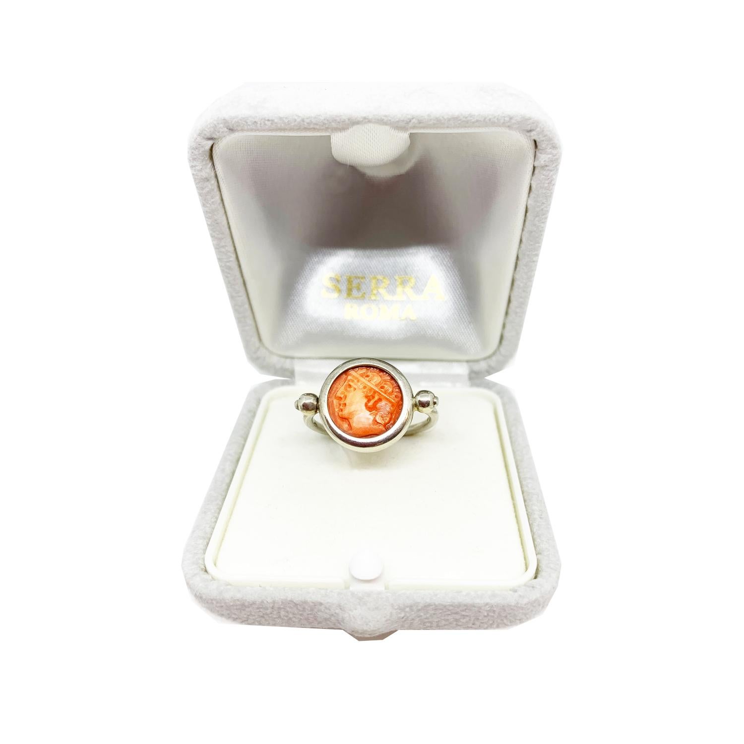 coral cameo ring