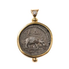 Roman Provincial Hippo Pendant, w 22K gold