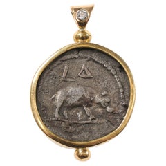 Roman Provincial Hippo Pendant, w 22K gold