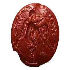 Antique Roman Red Jasper Gemstone with Leda and the Swan