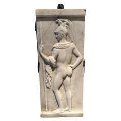 Roman Relief "Warrior" late 19th Century in Carrara Marble