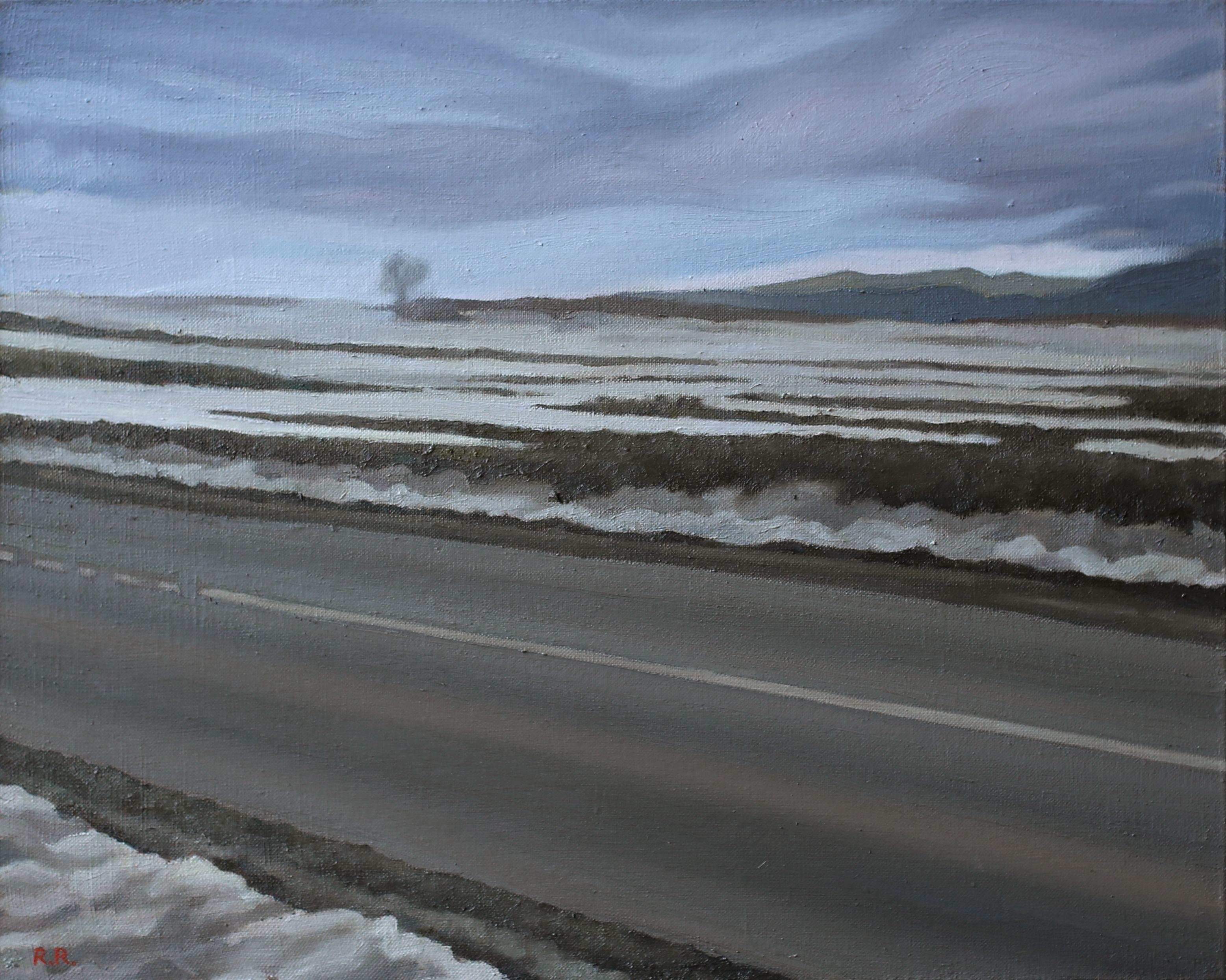 By the road, Gemälde, Öl auf Leinwand – Painting von Roman Rembovsky