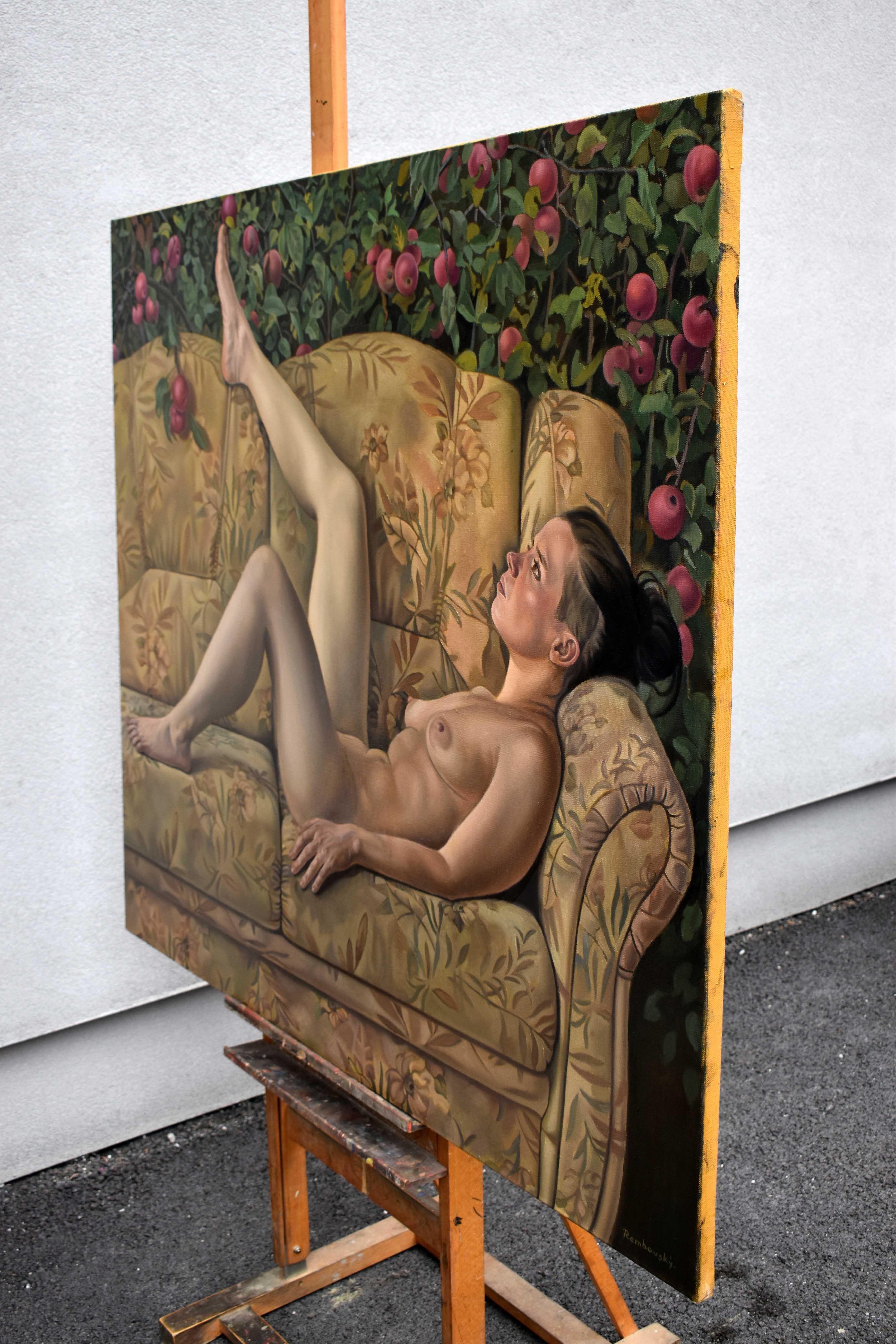 Nel giardino dell'Eden, Pittura, Olio su tela in vendita 1