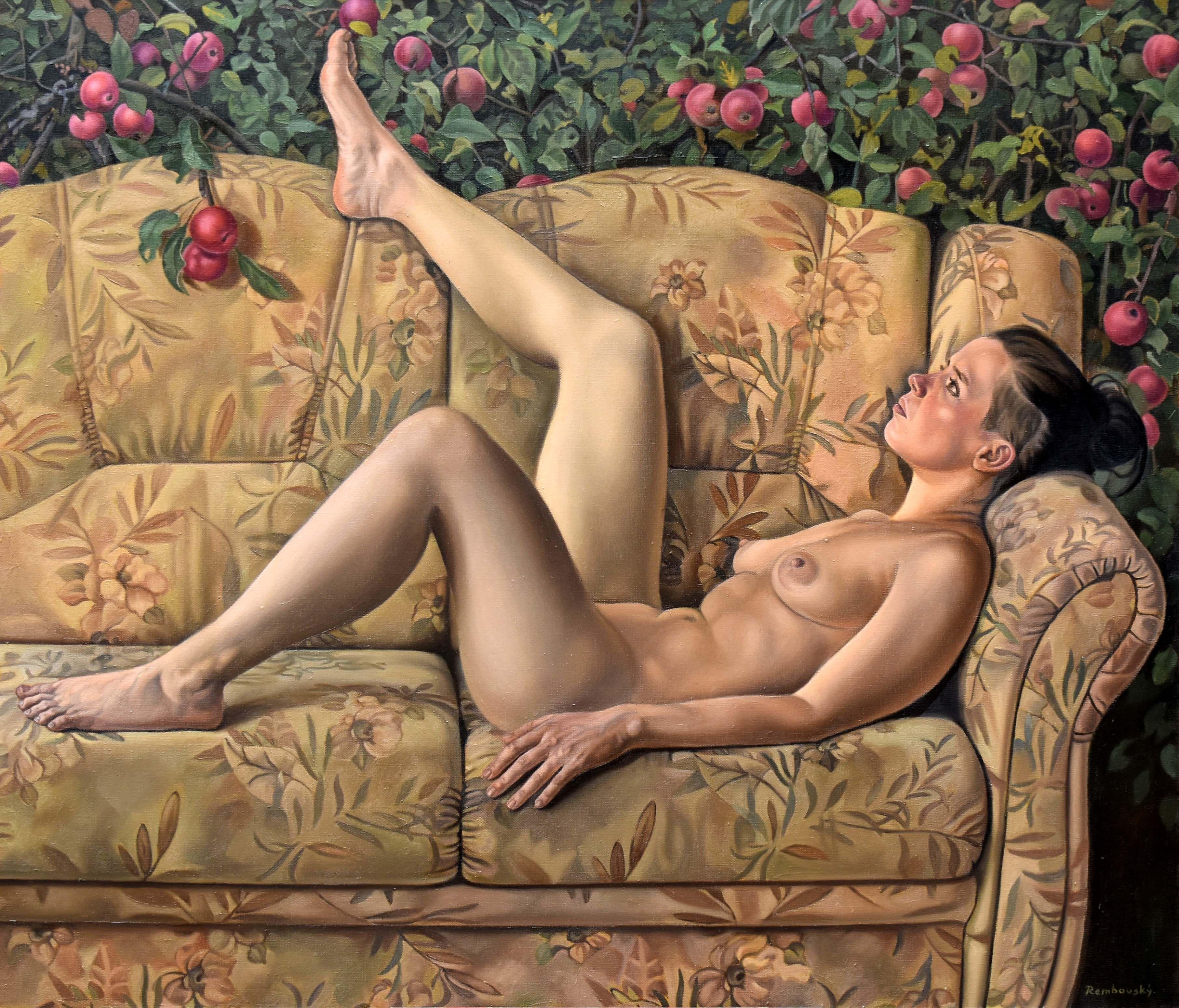 Nel giardino dell'Eden, Pittura, Olio su tela - Painting di Roman Rembovsky