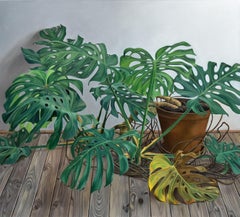 Monstera deliciosa, peinture à l'huile sur toile