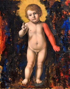 Savior with red hand, Painting, Oil on Canvas