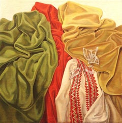 Textil-Szene 3, Gemälde, Öl auf Leinwand