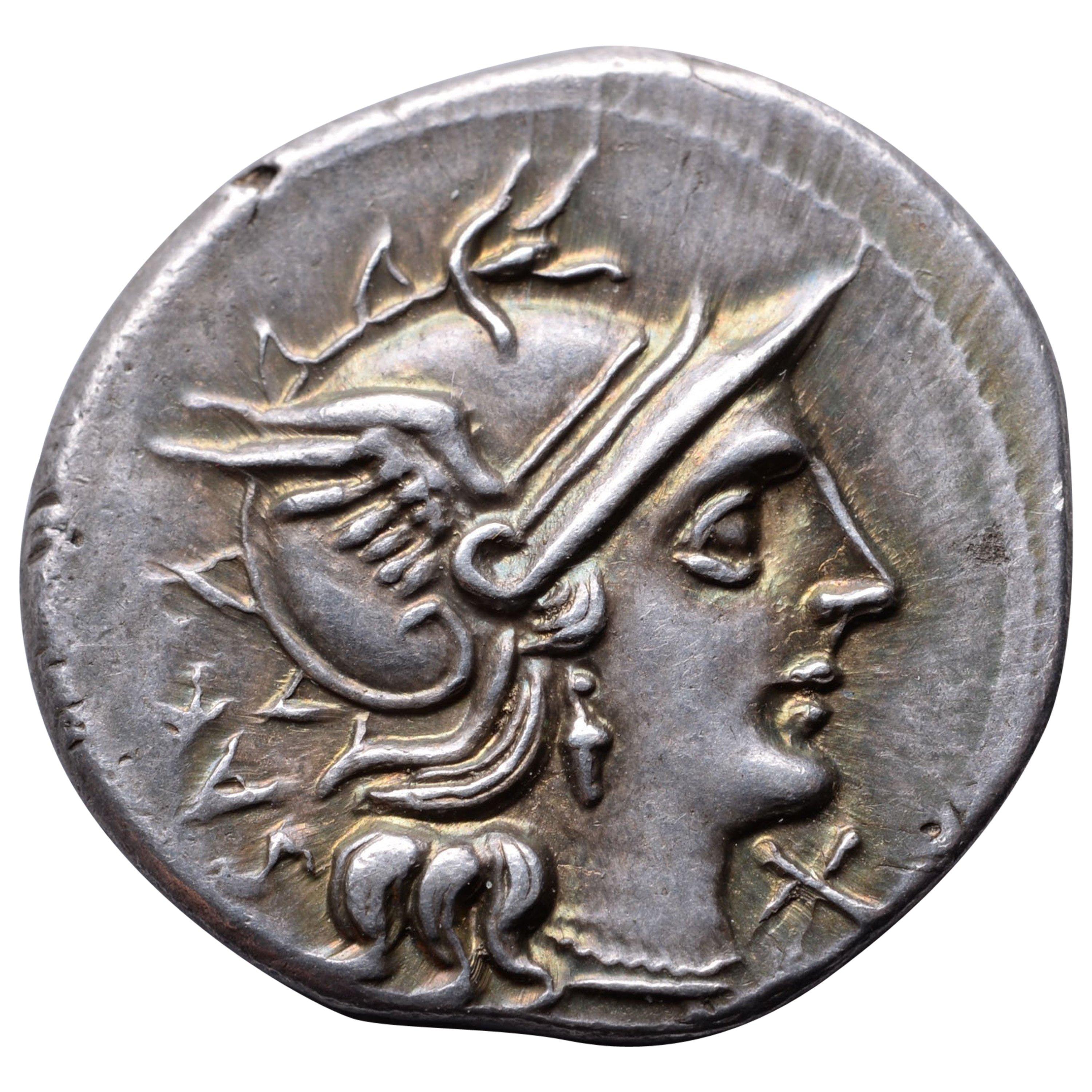 Italian Roman Republican Denarius of Marcus Atilius Serranus, 148 BC