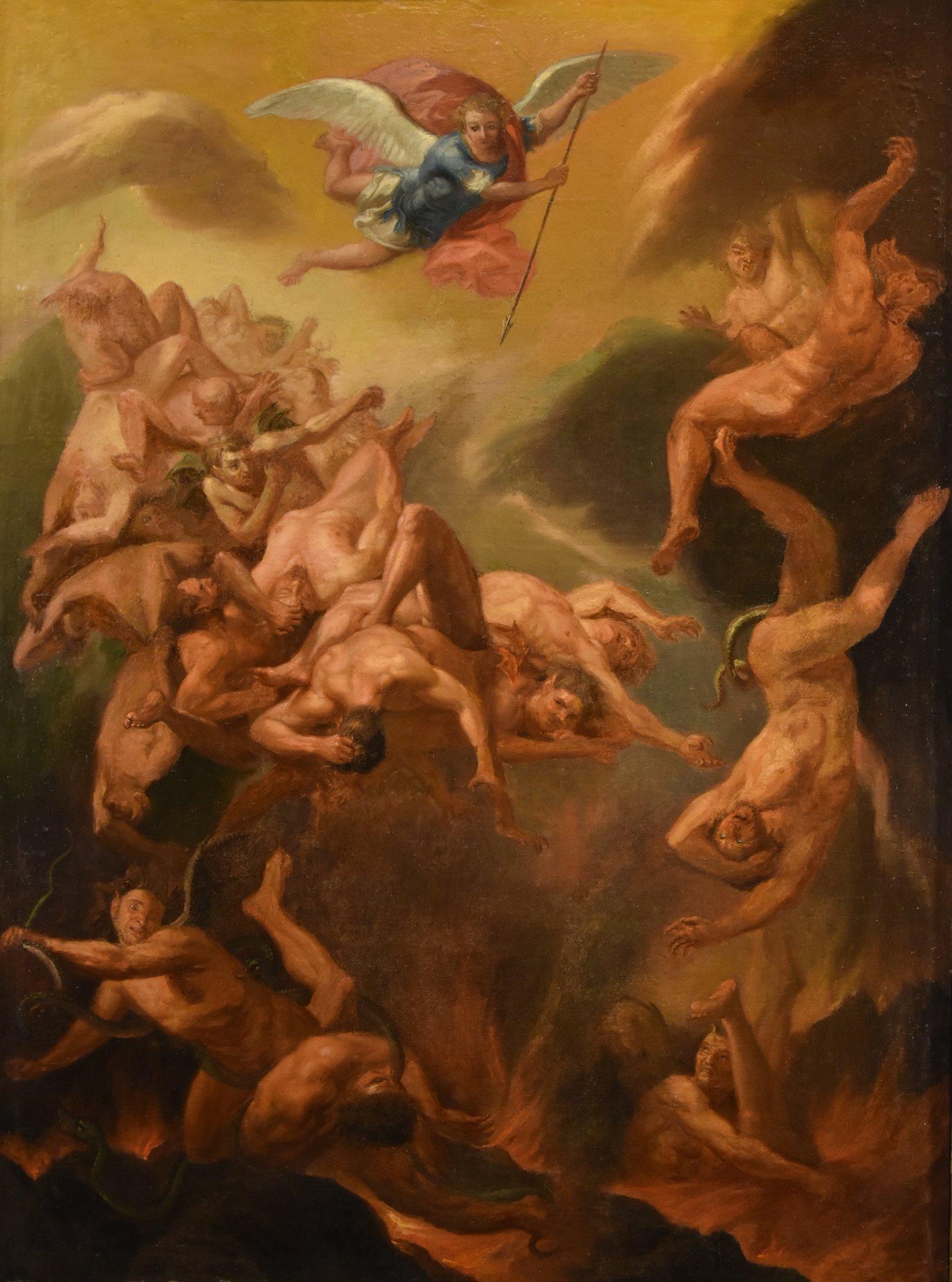 Saint Michael Angels Roman School 17/18th Century Paint Oil on canvas Old master