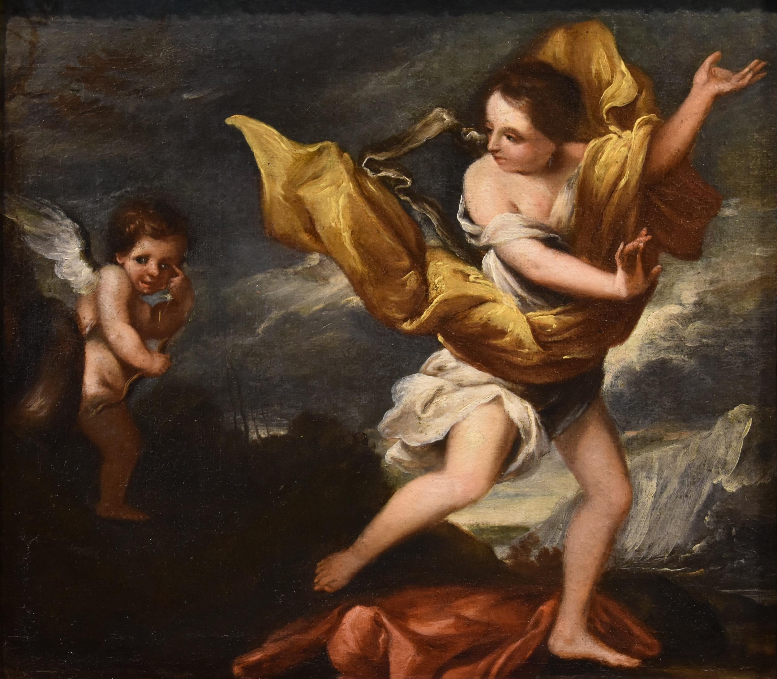 Ninfa Dafne Cupido dipinto Scuola romana 17/18° secolo Vecchio maestro Olio su tela in vendita 1