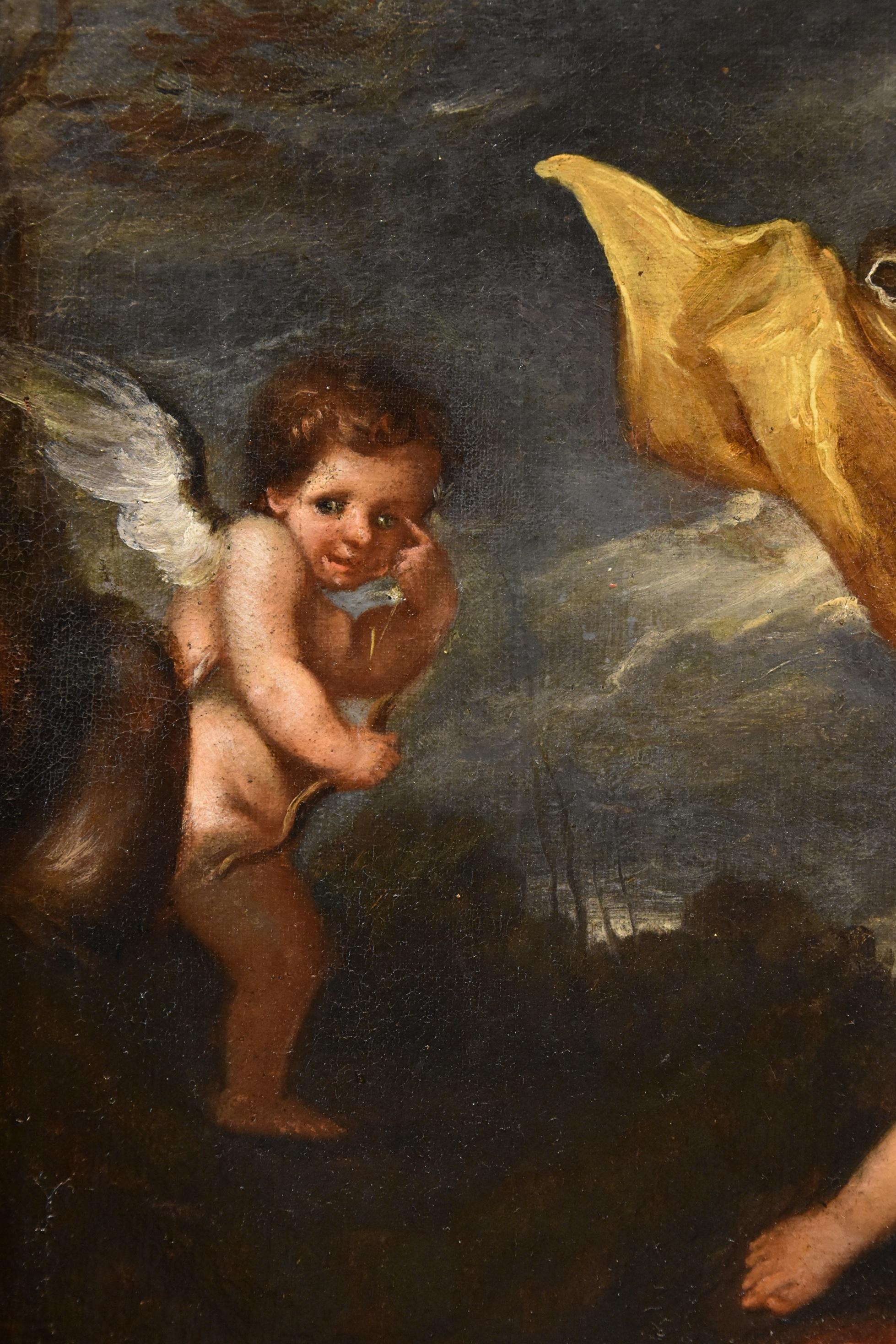 Ninfa Dafne Cupido dipinto Scuola romana 17/18° secolo Vecchio maestro Olio su tela in vendita 5