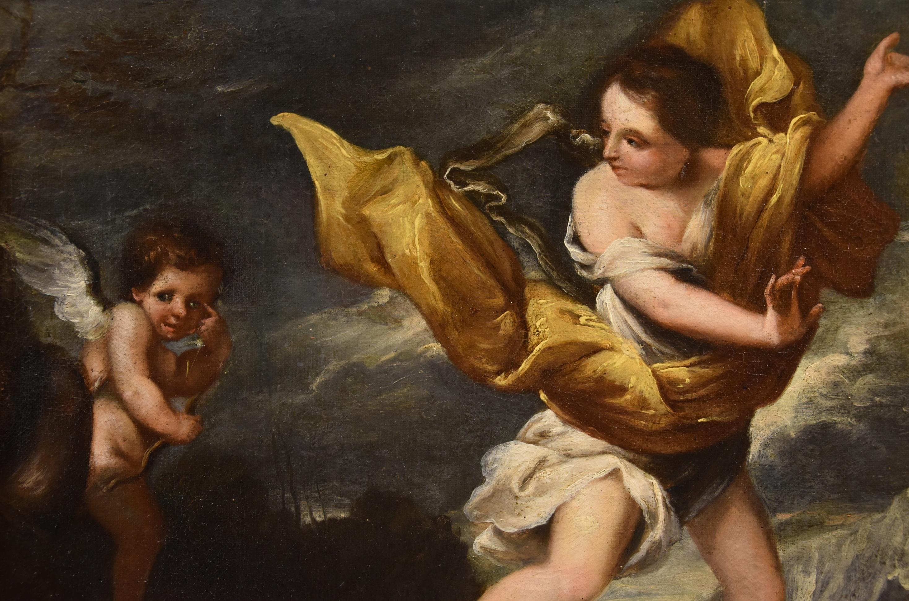 Ninfa Dafne Cupido dipinto Scuola romana 17/18° secolo Vecchio maestro Olio su tela in vendita 6
