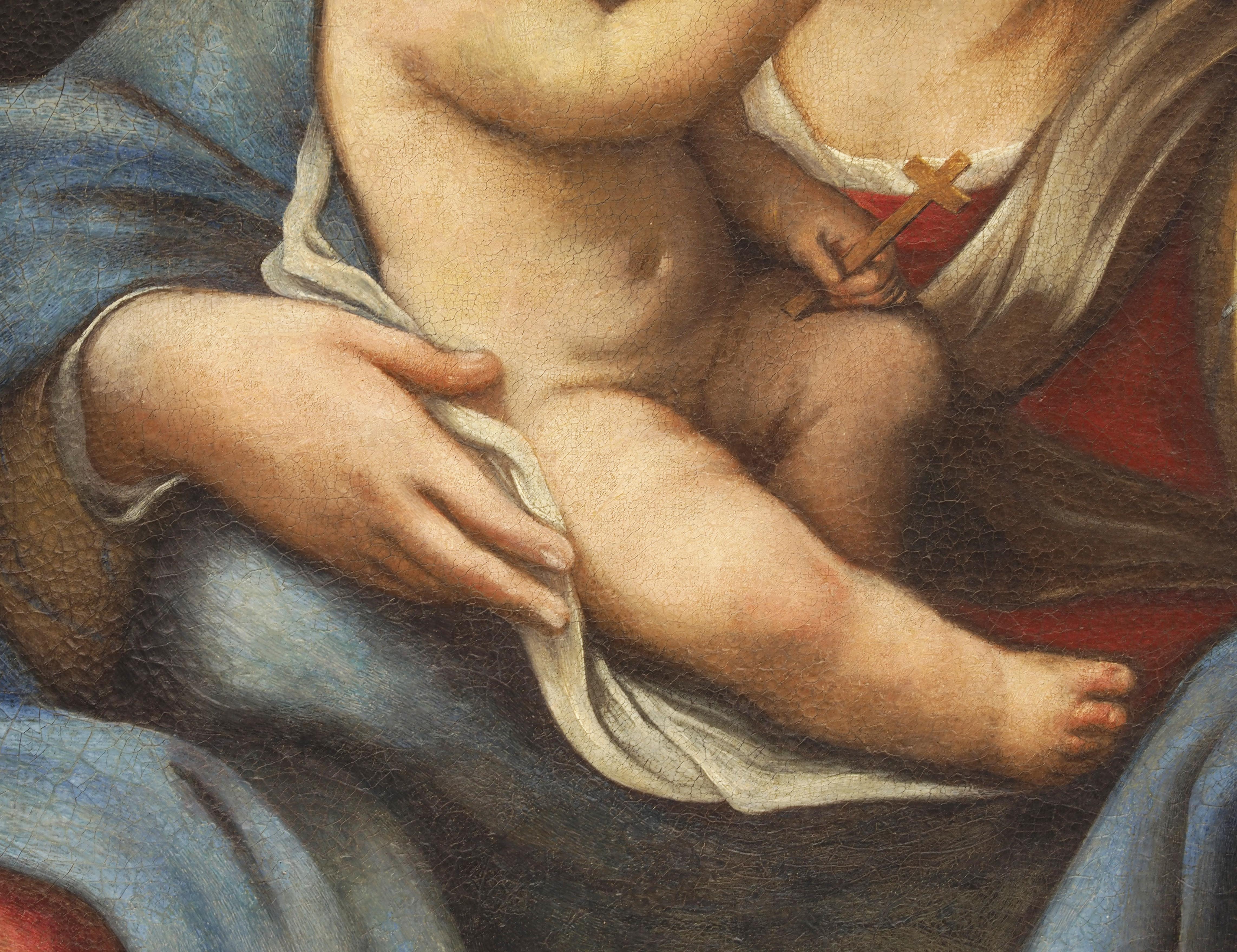 Huilé École romaine italienne de peinture italienne - Madonna et enfant - Début du XVIIIe siècle en vente