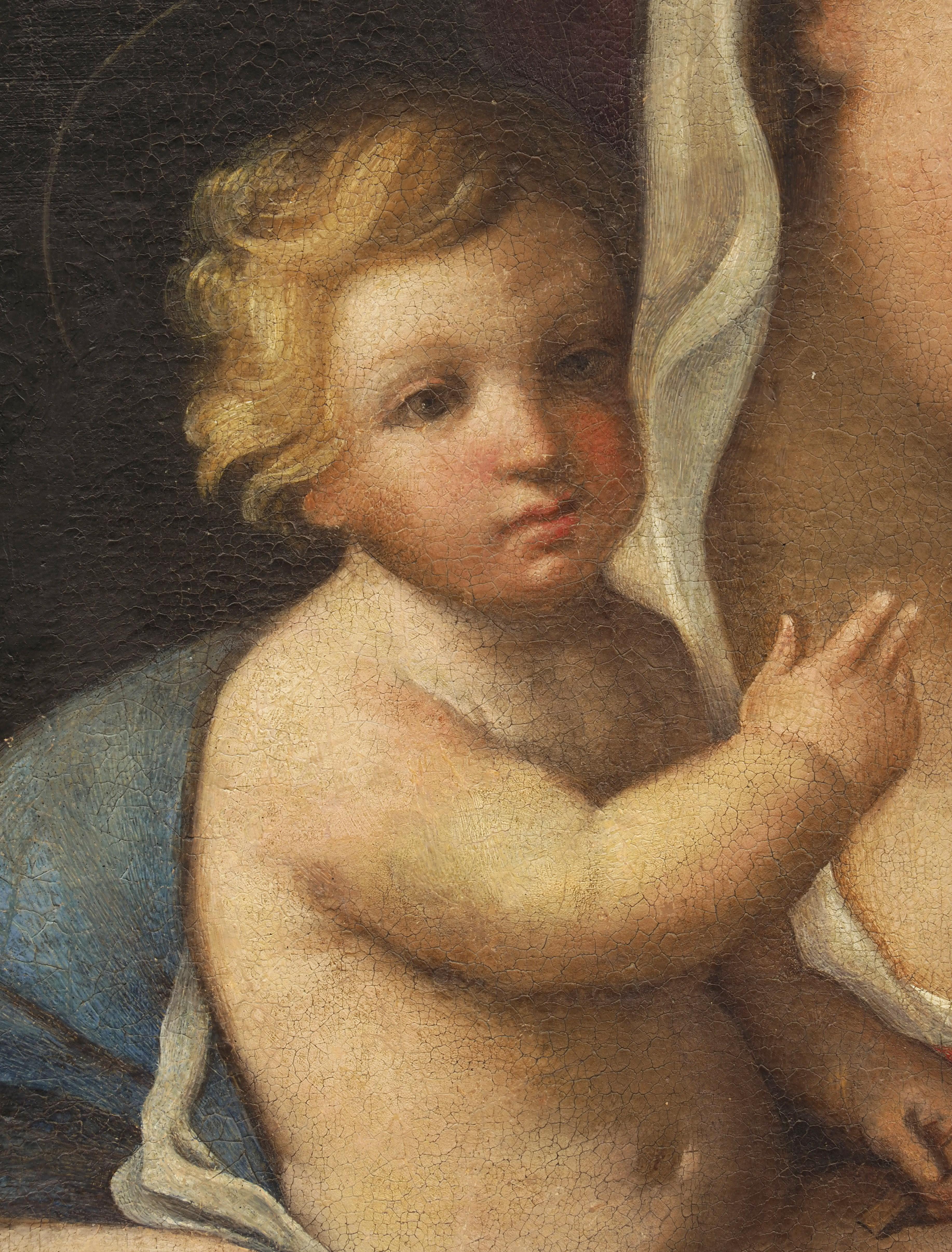 École romaine italienne de peinture italienne - Madonna et enfant - Début du XVIIIe siècle en vente 1