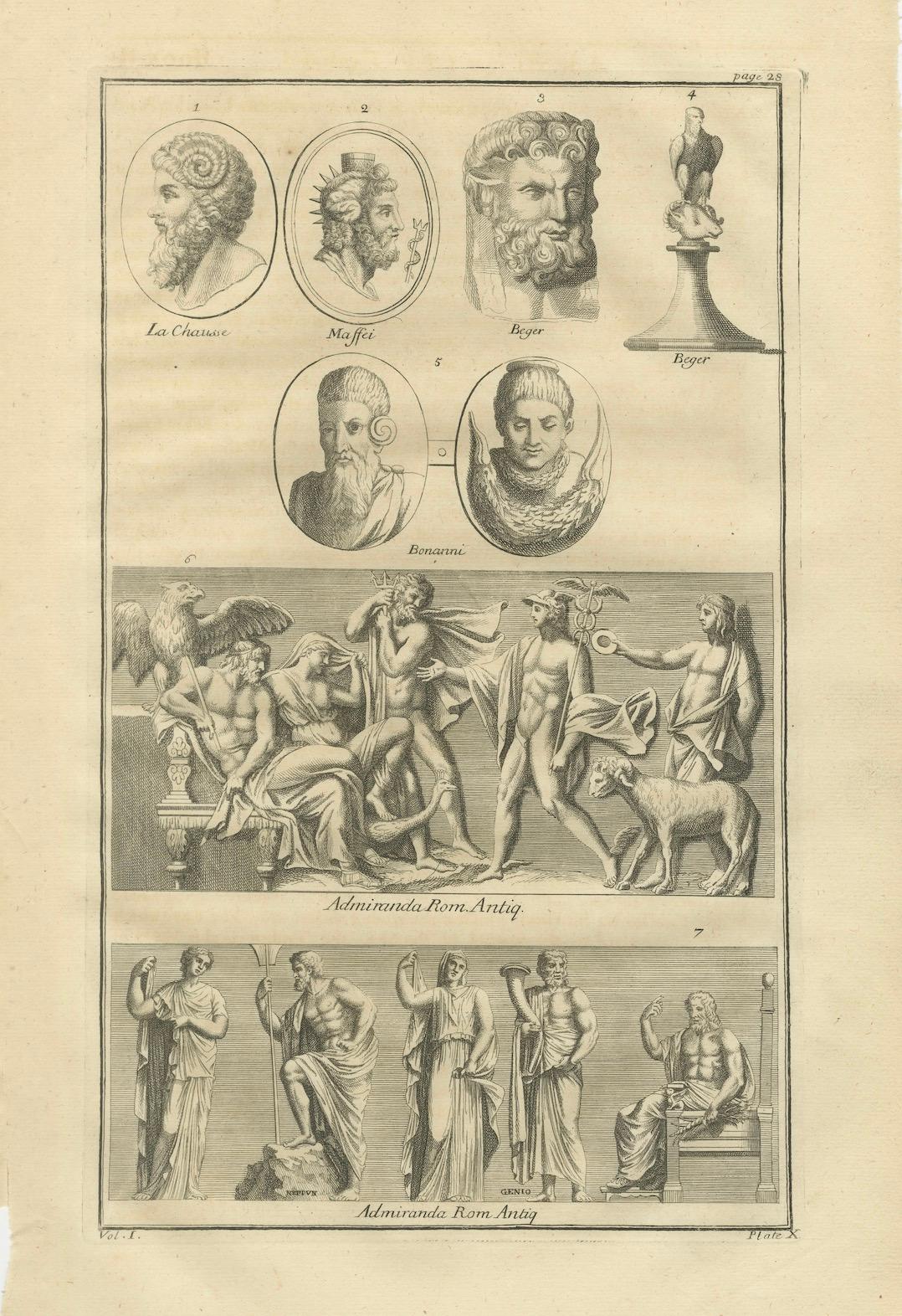 Roman Sculptures & Portrait Heads, Composite Antiquities Plate, Montfaucon 1721