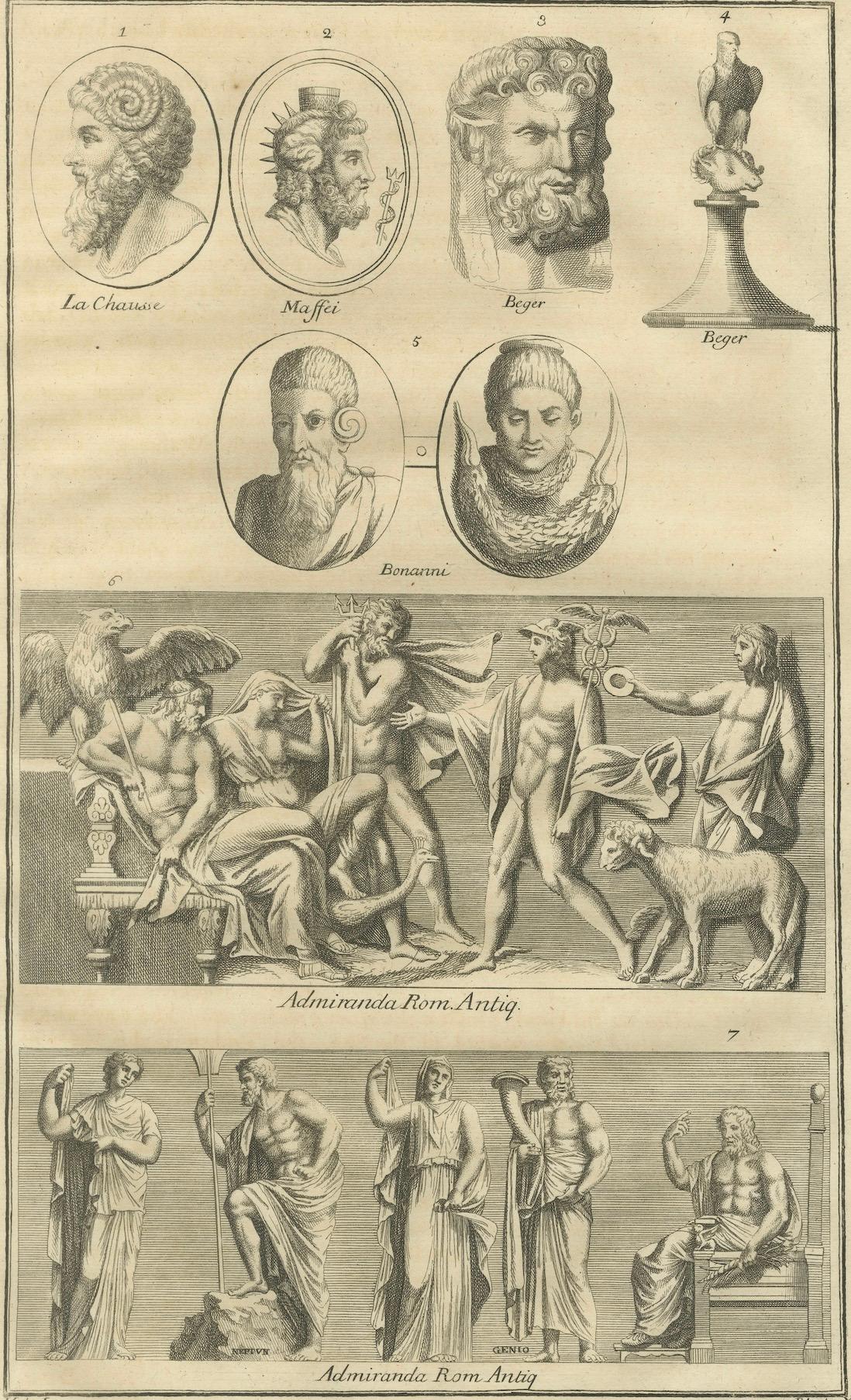 Roman Sculptures & Portrait Heads, Composite Antiquities Plate, Montfaucon 1721