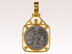 Colgante con una moneda del emperador romano Septimio Severo engastada en oro de 22k