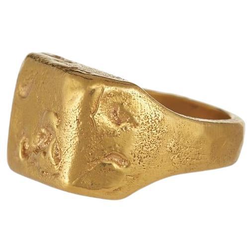 Roman Signet Ring is handmade of 24ct gold-plated bronze For Sale