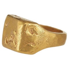 Roman Signet Ring is handmade of 24ct gold-plated bronze