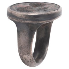 Roman Blackened Silver Intaglio Men's Ring With Profile Portrait