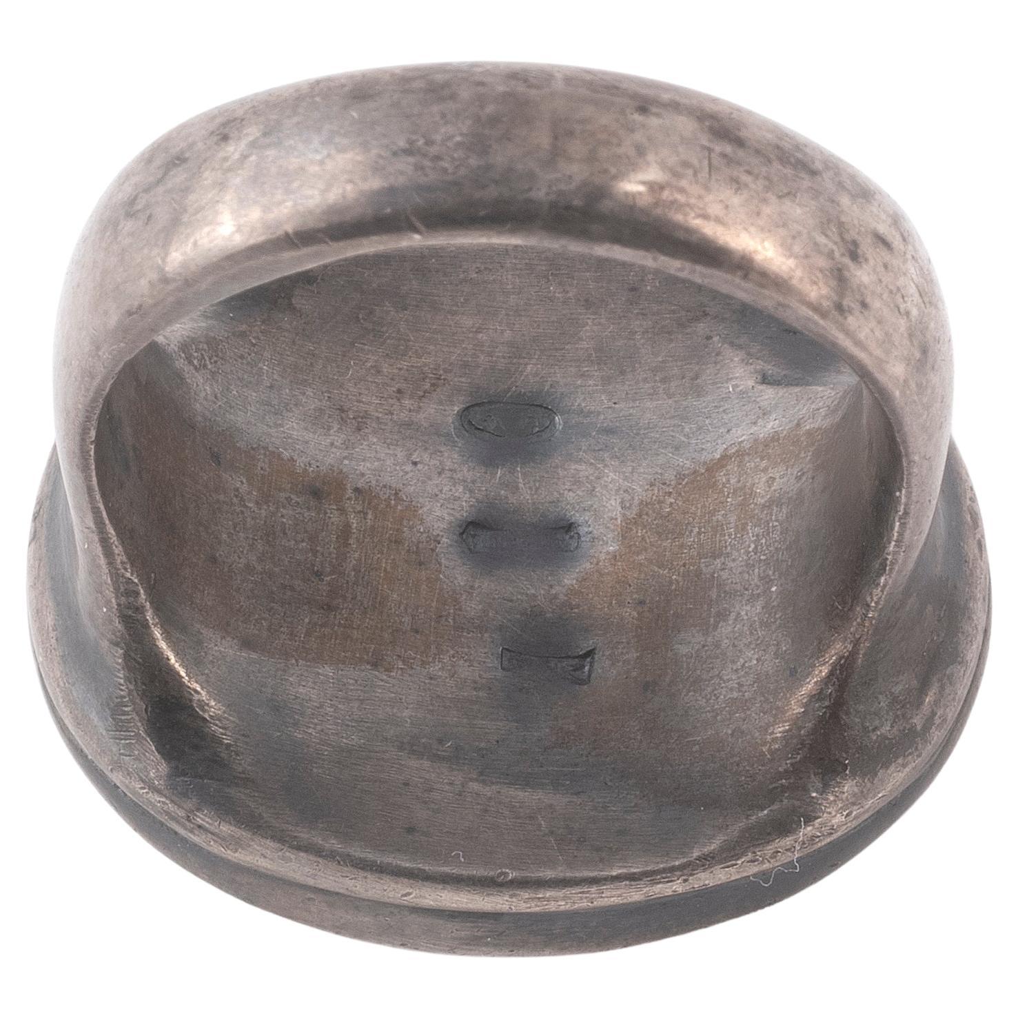 Classical Roman Roman Silver Intaglio Men's Ring With Profile Portrait For Sale