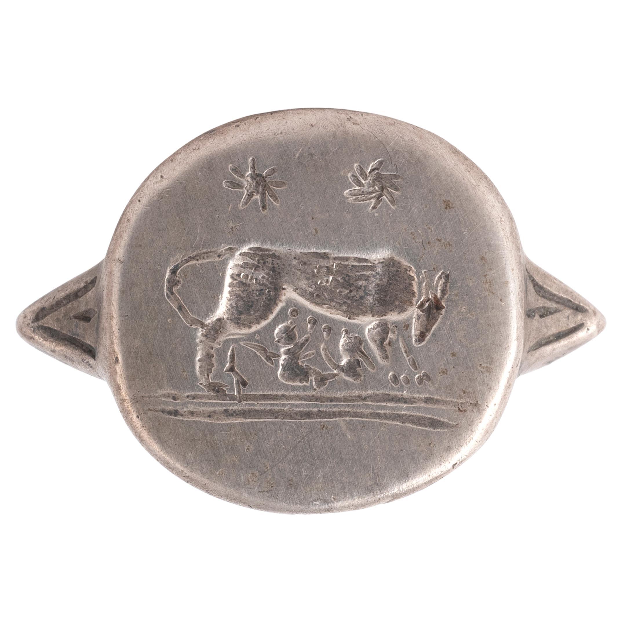 Roman Silver Signet Men's Ring With The She-Wolf Of Rome