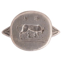 Roman Silver Signet Men's Ring With The She-Wolf Of Rome