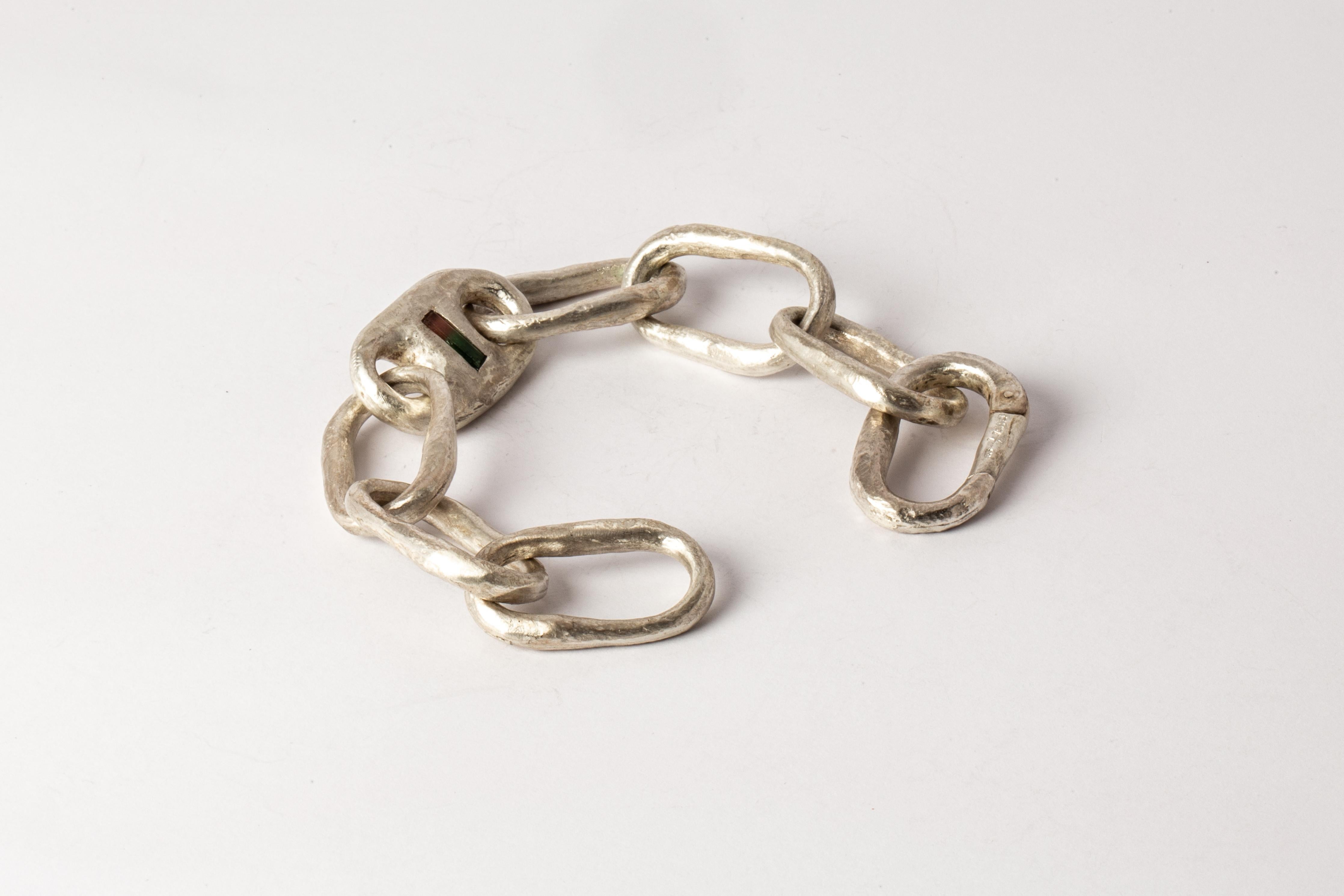 Roman Small Link Bracelet w/ Small Closed Link (1-Setting, Elbaite, MA+ELB) In New Condition For Sale In Hong Kong, Hong Kong Island